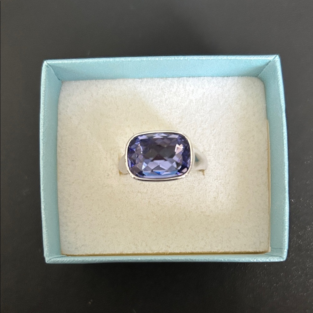 Touchstone Crystal Tanzanite Ring by Swarovski.  Size 8